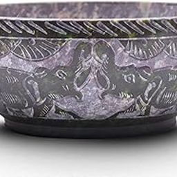 IYB-Hand Carved Natural Stone Bowl, Smudge Bowl, Stone Bowl, Elephant Trunk Top Carved Design |Size_5” x 2” – Dark Green| Ritual Bowl Display Bowl Jewelry Dish Kitchen Table Decor Gift-image-33
