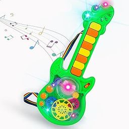 Gooyo GY999-53 Battery Operated Musical Toy Guitar with 8 Keys & 3D Gear & Flash Light Effects for Kids/Baby/Girls/Boys/Gifts/Toddlers | Green Color, Power Source: 3xAA Battery (Not Included)-27