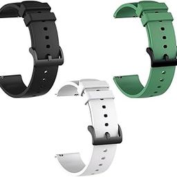19mm Watch Strap Band Soft Silicone Replacement Wristband with Metal Buckle Straps Belt Compatible with Noise ColorFit Pulse, Beat, Pro 2/Oxy & Boat Strom (19MM) Black,White,Green-65