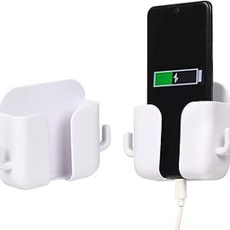 Wall Mounted Adhesive Remote Control Stand Mobile Phone Holder for Charging AC/TV Storage Box for All Smartphones| Pack of 2 (of-White)-picture-25