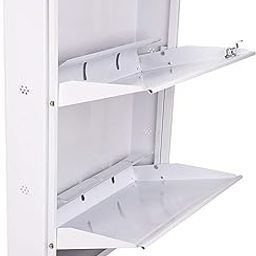 ZOSHOMI Shoe Rack | 2-Door Powder-Coated Steel Storage Cabinet | Durable & Space-Saving Shoe Organizer for Home & Office | Sturdy Metal Construction (21 Inch, Full White)-image-44