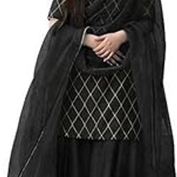 Traditional Black Anarkali Dress Set with Diamond Pattern, Chiffon Dupatta, Palazzo Pants-image-32
