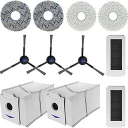 HASTHIP® Set of 11Pcs Replacement Accessories for Ecovacs Deebot N30 Pro Omni Vacuum Cleaner Spare Accessories Includes 3 Side Brushes, 4 Microfiber Cloth Mop, 2 Dust Bag, 2 Filter-21