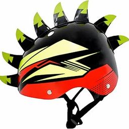 STREETJAM Kids Cycle Helmet, Finhawk Open Face Sports Helmet, Hard PP Outer Shell, EPS Inner Comfort Linner case, Adjustable Strap & Dial, Multi air Vents, Unisex Helmet (5-8 Years, Black (Green, Red)-12
