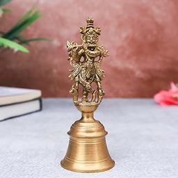 The Advitya Brass Krishan with Flute Standing on Bell (Height - 5.6 inch, Width - 2 inch, Weight - 229 gm)-image-47