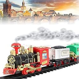 Mini Steps Real Smoke Classic Vintage Toy Train Set for Kids – Battery-Operated Railway Set with DIY Tracks-30