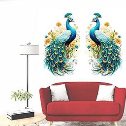 Wall Attraction™ Set of Two Peacock Wall Stickers & Murals Size - 66x55cm MD197_S-image-51