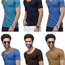 Men's Cotton Plain/Solid Round Neck Half Sleeves Vest - Pack of 6 (Prime-RNS)-image-19
