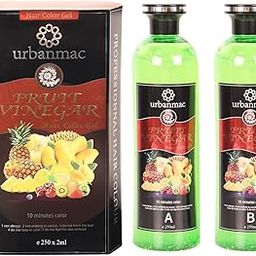 URBANMAC Fruit Vinegar Hair Dye Color for Both Men, Women, Natural & Ammonia Free Color Dye (Black) 250 x 2 ML-image-15