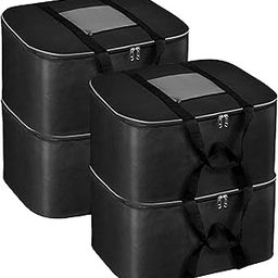 FabPax Set of 4 Underbed Storage Bag for Clothes/Blanket/Bedsheets/Toy/Stationery Multi Purpose Storage Bag with Zipper Moisture Proof Large Size Storage Bag (54x46x28cm) (Black Grey)-picture-15