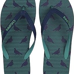 Women's/Girls Natural Rubber Flip Flops Slippers, Indian Impressions Designs, Comfortable & Ultra-Light, Dual Colored Straps, Non-Slip & Long Lasting Digital Prints - Porcelain Green(5UK)-image-10