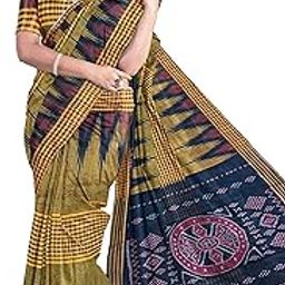 NUAPATANAPATA odisha Handloom Handmade Pure Bomkai Cotton Saree Khandua Natural Cotton Ikkat Sambalpuri Saree For Women Ethnic Wear Traditonal Saree Handloom Saree Without Blouse Piece (91)-image-21