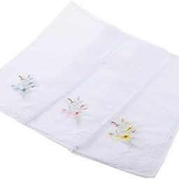 VELURA 12pcs Women's White Flower Embroidery Cotton Lace Hanky White D|1 x Baby Blankets Swaddle|Scarves & Wraps| Womens Accessories-45