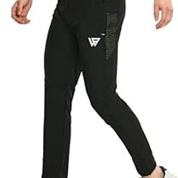 NS Lycra Athletic Slim Fit Track Pants | Sportswear Joggers for Men | Gym Pants for Men | Casual Running Workout Pants with 2 Side Zipper Pockets - XL Size - Black Color-image-76