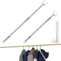 HASTHIP® Retractable Clothesline Pole, 32.6"-56.2" Telescopic Laundry Hanging Rod, Zinc Alloy Prongs Clothesline Pole, Suitable for Indoor and Outdoor Use-picture-17