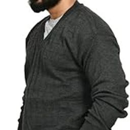 Men V- Neck Self Design Check Full Sleeve Woolen Winter Pullover Sweater (Men OSWAL SELF Check Sweater)-image-92