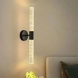 Glowave® Black Crystal Glass Cylindrical Shape Wall Lamp Wall Light for Living Room Bedroom Bedside - Tricolour |Warm White, White, Natural White| (Black 7303)-image-5