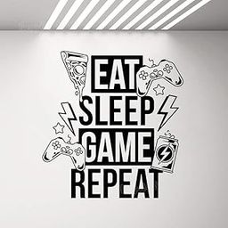 GADGETS WRAP Game Zone Vinyl Wall Decal Eat Sleep Game Repeat Video Games Joystick Stickers-18