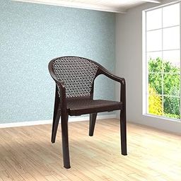 ITALICA Oxy Plastic Arm Chair for Home/Glossy+Matte Finish Chair for Office, Living Room, Dining Room, Kitchen/Plastic Chairs for Balcony (5202, Brown, Set of 4 Chair, BN)-image-28