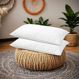 COLOR SENSE DreamEase Polyester Bed Pillow - Comfortable & Long Lasting - 75 GSM - Size 61 X 40 CM (White) Set of 2-image-35