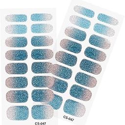 Meadawgs® 2Pcs Nail Stickers Press on Nails Glitter Nail Supplies for Home Nail Salons Style G|Press-On Nails-image-7