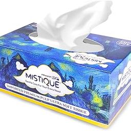 MISTIQUE 2 Ply Facial Tissue Paper - 200 Pulls (400 Sheets) | Car Tissue | Soft and Highly Absorbent Tissue Paper | Sheet Size (20 * 20 cm) (Pack of 1)-4