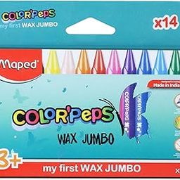Maped WAX JUMBO CRAYONS-14 SHADES|Ergonomic Shape For Easy Grip|Triangular Shape|Jumbo crayons|Assorted 14 Rich Shades|Premium Wax Crayons|Safe for children|Drawing Crayons|Colour Crayons-image-32