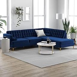 CARADEL Hector 6 Seater L Shape Sofa Set for Living Room, Six Seater Sofa with Lounger. (Blue_RHS)-image-82