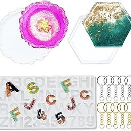 Moulds for Resin Art – Alphabet & Coaster Silicone Molds Set, Big Size Molds for Keychain, Earrings, Pendants, Jewelry Making, Craft Materials Combo-picture-15