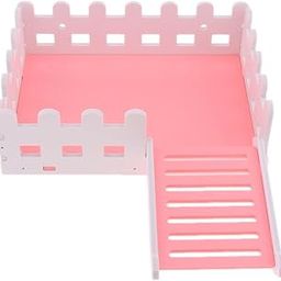 LOOM TREE® 1 Pc Small Pet Hamster Hedgehog Parrot Wooden Ladder Platform Fence Pink | Small Animal Supplies | Exercise & Toys-image-77