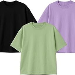 Oversized Half Sleeves Round Neck Solid Cotton Blend Combo T-Shirt for Men (Pack of 3)-image-6