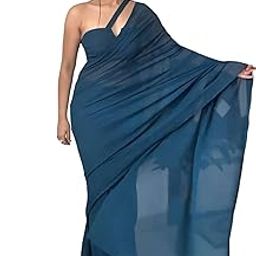 Women's One Minute Ready to Wear Plain Georgette Saree With Blouse Piece-image-100