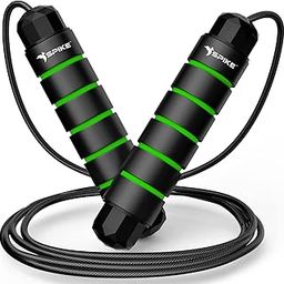 Spike Heavy Skipping Rope, Tangle-Free Rapid Speed Jumping Rope Cable with Ball Bearings for men, WoMen, and Kids, Adjustable Steel Skipping Rope Workout with Foam Handles for Fitness, (Green)-12