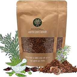 Mugdh Ashtagandha Hawan Samagri - Pack of 2, 400 GMS | Zero Chemical, 100% Natural Ingredients with Pure Essential Oil | Herbs sourced from Himalayas, Southern Indian and Nepal | Hawan Kund Dhoop-image-42