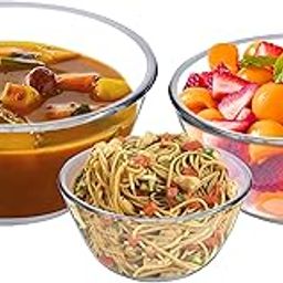 SIMPARTE Borosilicate Mixing/Serving Round Glass Bowl Microwave Safe for Kitchen & Dining, Set of 3 (1600ml+1100ml+500ml), Transparent-image-38