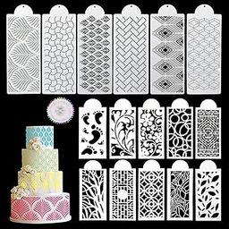 Devasya Crafts 16PCs Cake Decorating Stencils, Floral Cake Templates Cake Printing Fine Hollow Lace Cookie Fondant Dessert Molds, Side Baking Mesh Stencil Tool for Cake Decorations (Side Baking)-17
