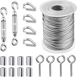kobeIeen Garden Wire for Sun Shade Tent Installation Railing Decking Fence Anti-Rust 19 Pcs 50 Hook & Eye Tensioner-image-22