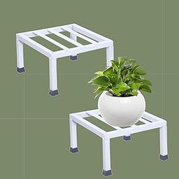 VINAMRA28 Premium Strong Flower Pot / Gamla Square Stand For indoor and Outdoor Plants | Square Shape Thick and Strong Leg For Garden, Balcony (White) - Set of 2-image-93