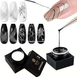 Bolt Bee Spider Gel Polish, Line Drawing Wire Gel for Nail Art, UV/LED Soak Off Gel, Professional & DIY Use (White & Black)-4