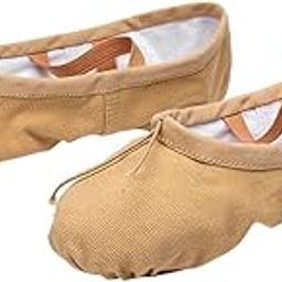 Elastic Canvas Ballet Slippers Yoga Dance Shoes for Kids & Adult (Khaki_9.25in)-image-63