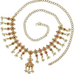 Gold-Plated Temple Design Waist Chain Kamarbandh For Women | The Gold-Plated Pearl Kamarbandh Waist Chain | Belly Chain Saree Waist Belt | Karddhani Vaddanam | Bikni Kamarbandh Body | Kamarchain | Kamarband For Women & Girls-12