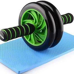 RENESMEE® Anti Skid Double Wheel AB's Roller Exerciser for Abdominal and Stomach Exercise Training with Knee Mat and Steel Handle | Workout at Home For 6 Pack Abs for Men, Women and Adults-18