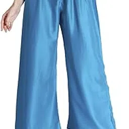 ukal Women's Loose Fit Cotton Wide Leg Palazzo Pants, Elastic Waist, Casual Wear-picture-38