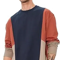 the souled store True Navy Men and Boys Round Neck Multicolor Color Blocked Cotton Oversized Full Sleeve T-Shirts-picture-37