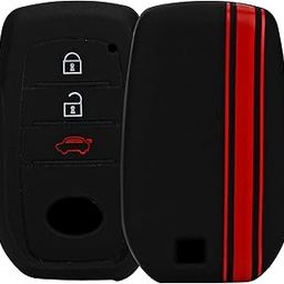 JVCV® Car Key Cover Compatible with Toyota Innova Crysta Hycross & Fortuner Smart Key - Rally Stripe (Black Red)-24