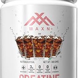 MAXN Creatine Monohydrate Powder - Flavoured, Post Workout Supplement for Muscle Building (Cola, 300 gms)-image-48
