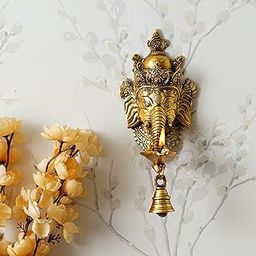eCraftIndia Golden Metal Lord Ganesha Wall Hanging Diwali Diya with Bell- Decorative Diya for Diwali Housewarming Ganesh Chaturthi - Diya for Puja Room, Home Temple Decor - Diwali Decoration Item-image-42