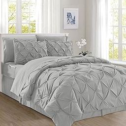 Elegant Comfort 8-Piece Pinch Pleated Comforter Set - All Season Complete Bed in a Bag, Includes 4pc Smart Sheet Set, Bed Skirt, Comforter, Matching Pillowcases and Shams, Twin/Twin XL, Light Gray-image-39