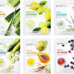 MIRABELLE COSMETICS KOREA Fairness Facial Mask (Aloe Vera, Berries, Cucumber, Herbs, Lemon, Papaya) -Combo Pack of 6-32