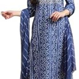 Blue and White Zari Embroidery Leheriya Kurta Sharara Set with Leheriya Dupatta-image-2